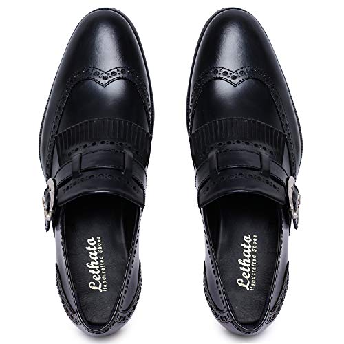 Image of Lethato Men's Wingtip Brogue Kiltie Monk Strap Loafer Dress Shoes