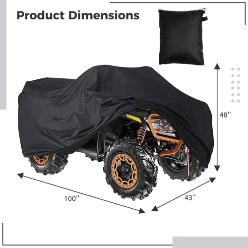 Heavy Duty Atv Cover(Xxxl), 102''X44''X48'', Universal Fit Rip Resistant Waterproof Quad Four Wheeler Atv Cover Protects 4 Wheeler From Snow Rain Or Sun #TOP4