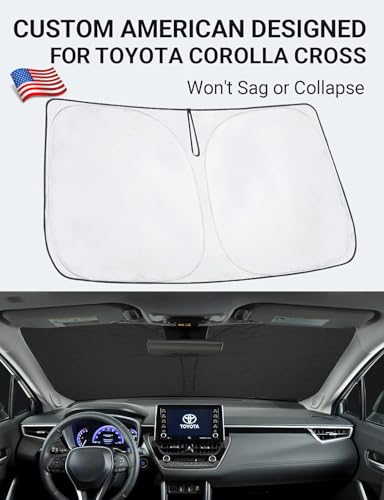 Image of Proadsy Windshield Sun Shade for Toyota Corolla Cross 2022-2025 2026 (Not for Corolla) 4-Layer Foldable Front Window Sunshade Protector Keep Car Cooler