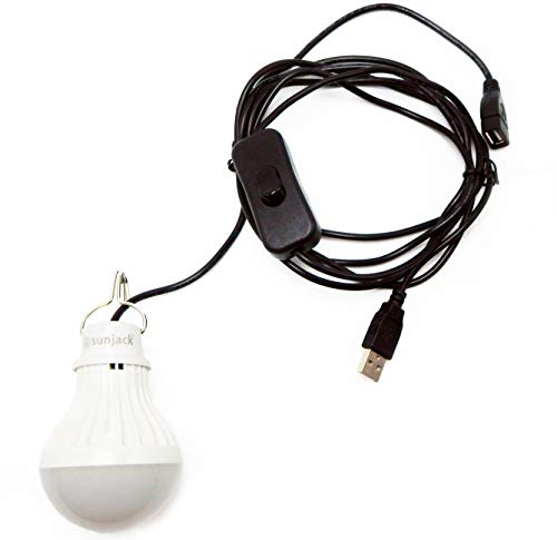 SunJack CampLight (TM) Daisy-Chainable USB LED Bulb 340 Lumens - Warm White (for Camping, Hiking, Fishing, Backpacking and other Outdoor Activities, as well as Emergency)