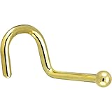 Body Candy Solid 14k Yellow Gold 1.5mm Ball Right Nose Stud Screw 18 Gauge 1/4
