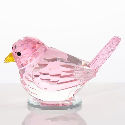 Arikyrist Hand Blown Glass Pink Bird Gifts for Women Birds Decor for Home