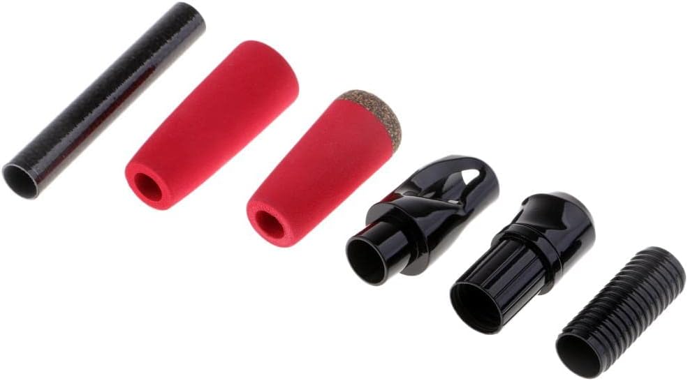 High Density EVA Fishing Rod Handle & Reel Seat Set | DIY Repair Kit | Corrosion- Carbon Tube | weight & Easy to Install | Suitable for Seawater & Freshwater | for Fishing - Red, Spinning Reel Seat