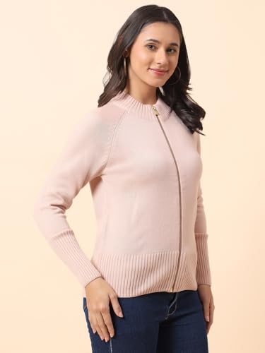 Image of Cantabil Sweater for Women l Winter Wear Acrylic Fabric Mandarin Collar Regular Fit Solid Pattern (P LSWT00178)