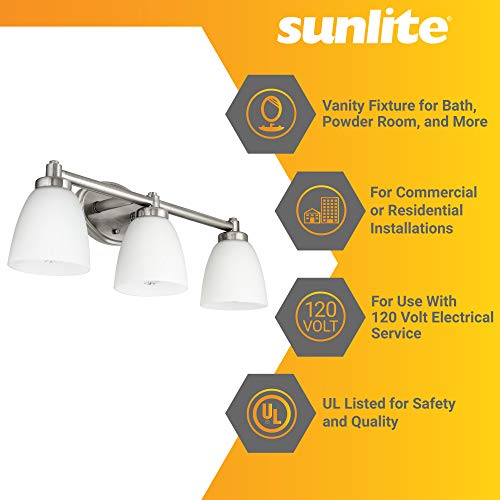 Sunlite 45059 Bell Sconce Vanity Fixture, 100 Watts Max, Three Medium Base Sockets (E26), 120 Volts, Indoor, Ul Listed, White, For Residential & Commercial Use #TOP3
