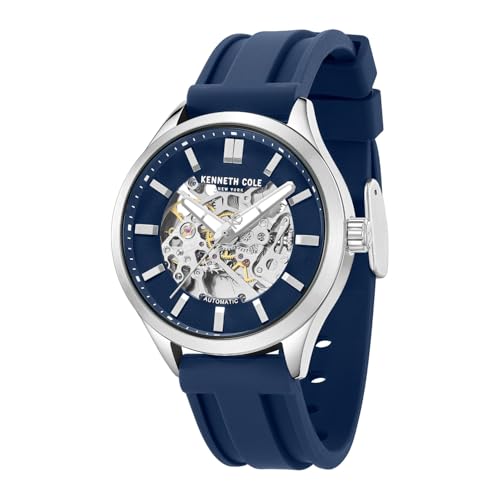 Image of Kenneth Cole Automatic Blue Round Dial Men's Watch | Silicon Strap Material | Watches for Men Analog - KCWGZ0103703MNW
