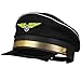 jojofuny Premium Pilot Captain Hat with Gold Embroidery - Adjustable Black Aviator Hat for Costume, Cosplay, Themed Parties & Role Play (Adult Size)