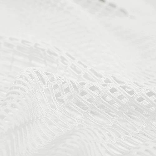 Twopages Flame Retardant 7Ft Wide X 8Ft Tall White Room Divider Curtain Privacy Spa Lab Cubicle Curtain Curtain With Mesh Top Nickel Grommet, 1 Panel #TOP4