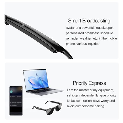 AI Smart Brille, Bluetooth -Brille mit 163 Sprachen Video Echtzeitübersetzung, IP67 Wasserabsicherung Inteligentes Sonnenbrille mit Remote Music Calls Control, für Männer Frau – Bild 6