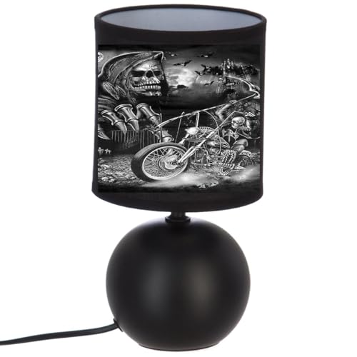 Lampe de chevet Noir tete de mort Faucheuse Moto