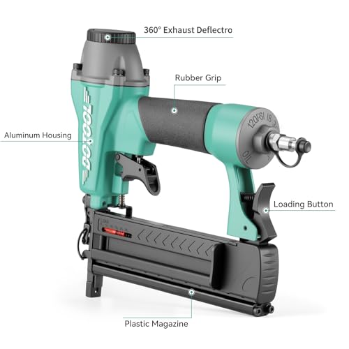 Image of Pneumatic Brad Nailer,18 Gauge,2 in 1 Air Nail Gun Staple Gun | Accepts 2 Inch Brad Nails and Crown 1-5 /8 inch Staples,with Carrying Case and 1000pcs Nails,for DIY,Woodworking