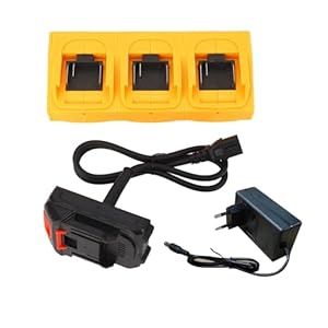 6 Schnittstellen Batteriekonverter, Tragbarer Batterieadapter Elektrowerkzeugadapter für 21-V-Li-Batterie-Kettensäge... (EU-Stecker)
