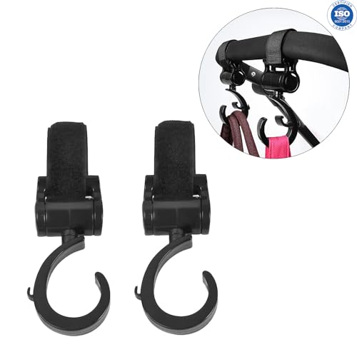 Image of Safe-O-Kid Strong Stroller Hooks (Pack of 1) - Heavy Duty, Durable, Universal Hooks for Bags, Toys & More, Black