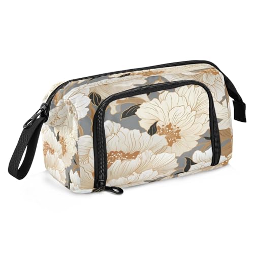 Astuccio per matite con fiori grande capacità astuccio per cancelleria per ufficio e scuola Multicolore Zaino per la beige