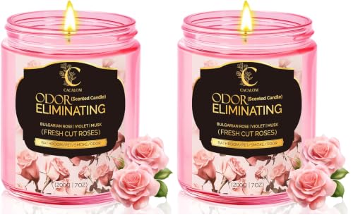Image of Rose Odor Eliminating Candles, Pet Scented Candles for Home, Single Wick Soy Candle Gifts for Women, Men, Ideal for Creating Relaxing Atmosphere, Over 50 Hours of Burn Time (Pack of 2)