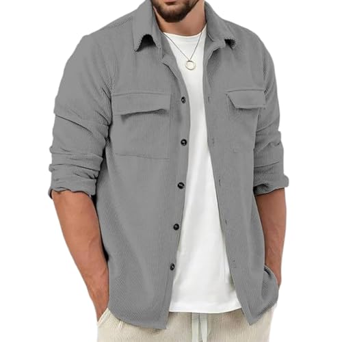 Image of MiraMichi Men's Full Sleeve Corduroy Striped Casual Jacket, Perfect for Everyday Stylish Outfits, Standard Length