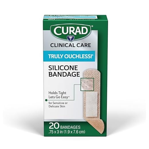 Curad Truly Ouchless Silicone Adhesive Bandages, Flex-Fabric for Sensitive or Delicate Skin, 3/4" x 3", 20 Count