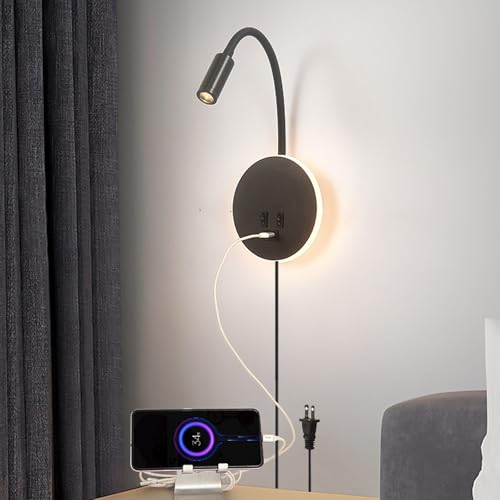 Aplique de pared con puerto de carga USB y enchufe para evitar obras 6