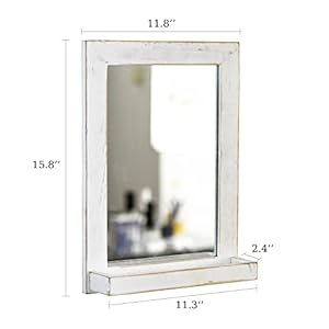 Funerom 11.8 x 15.8 inch Vintage Wood Farmhouse Wall Mirror Hanging Wall Mirror for Living Room or Bathroom Vanity White Funerom 118 x 158 inch Vintage Wood Farmhouse Wall Mirror Hanging Wall Mirror for Living Room or Bathroom Vanity White