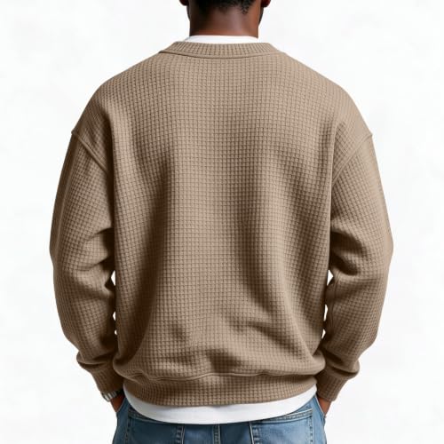 Mens Layered Comfort Waffle Shirt Long Sleeve V Neck Fake 2 Piece Shirts - image 5