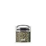 Best PREMIUM Airtight Storage Container for Coffee Beans, Tea and Dry Goods - EVAK - Innovation that Works by Prepara, Glass and Stainless, Compact Dark Chrome Handle, Small