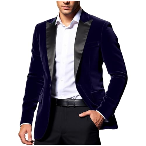 Mens Corduroy Blazer Jacket Slim Fit One Button Dress Tuxedo Suit Jackets with Notch Lapel Velvet Textured Suit Coat