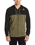 adidas  Men's Team Issue Fleece Full Zip Hoodie, Medium, Black/Olive Cargo
