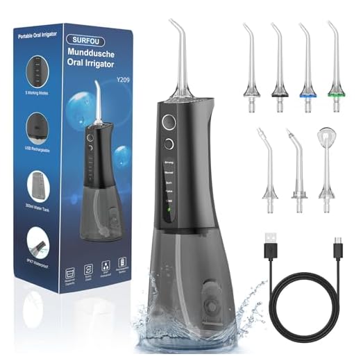 SURFOU Idropulsore Dentale Portatile Idrogetto per Pulizia Denti Professionale, Elettrico Oral Water Flosser Irrigatore Orale Doccia con Acqua Pulitore Getto, Idropulsore da Viaggio Idropulitore