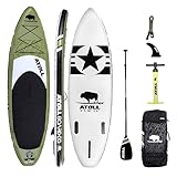 Atoll Inflatable Paddle Board with Premium SUP Stand Up Paddle Board Accessories & Back Pack, Non-Slip Comfort Deck for Unisex Adult (Army Green, 11 Feet)