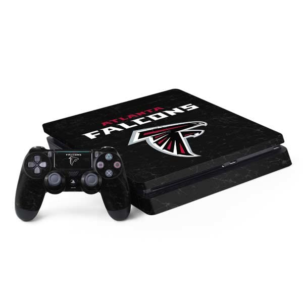 Skinit Decal Gaming Skin Compatible with PS4 Slim Bundle - Officially Licensed NFL Atlanta Falcons Distressed Design