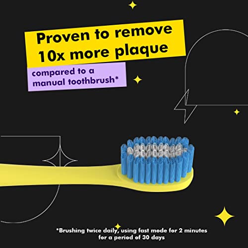 Image of Perfora Electric Toothbrush, 2 Modes, AAA Powered, 2 Brush Heads, 90 Days Battery | 1 Year Warranty | For Men, Women & Kids, 002-Yellow (Brush-Toothpaste Combo), 2 Count