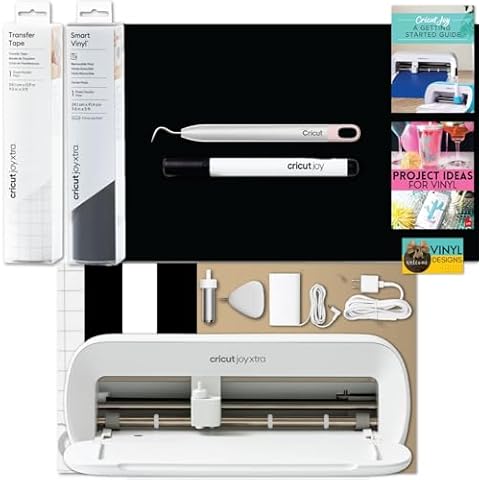 Cricut Joy Xtra Machine with Smart Vinyl, Transfer Tape and Weeder Tool Beginner Bundle - Craft Machine Bundle with Materials to Start, DIY Decor and Crafts with this Beginner Friendly Cutting Machine Cover