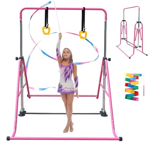 Kegoupdys Gymnastikstange Kinder Faltende Turnstange mit Verstellbarer Höhen Reck Kinder für Kinder Turnreck Reckstange Horizontale für Indoor/Outdoor