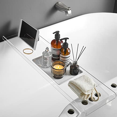 Clear Bathtub Tray Caddy, Bath Tub Rack Shelf, Luxury Bathroom Organizer Tablet Holder, Acrylic SHUNLI by SHUNLI - Used condition - US$30.63