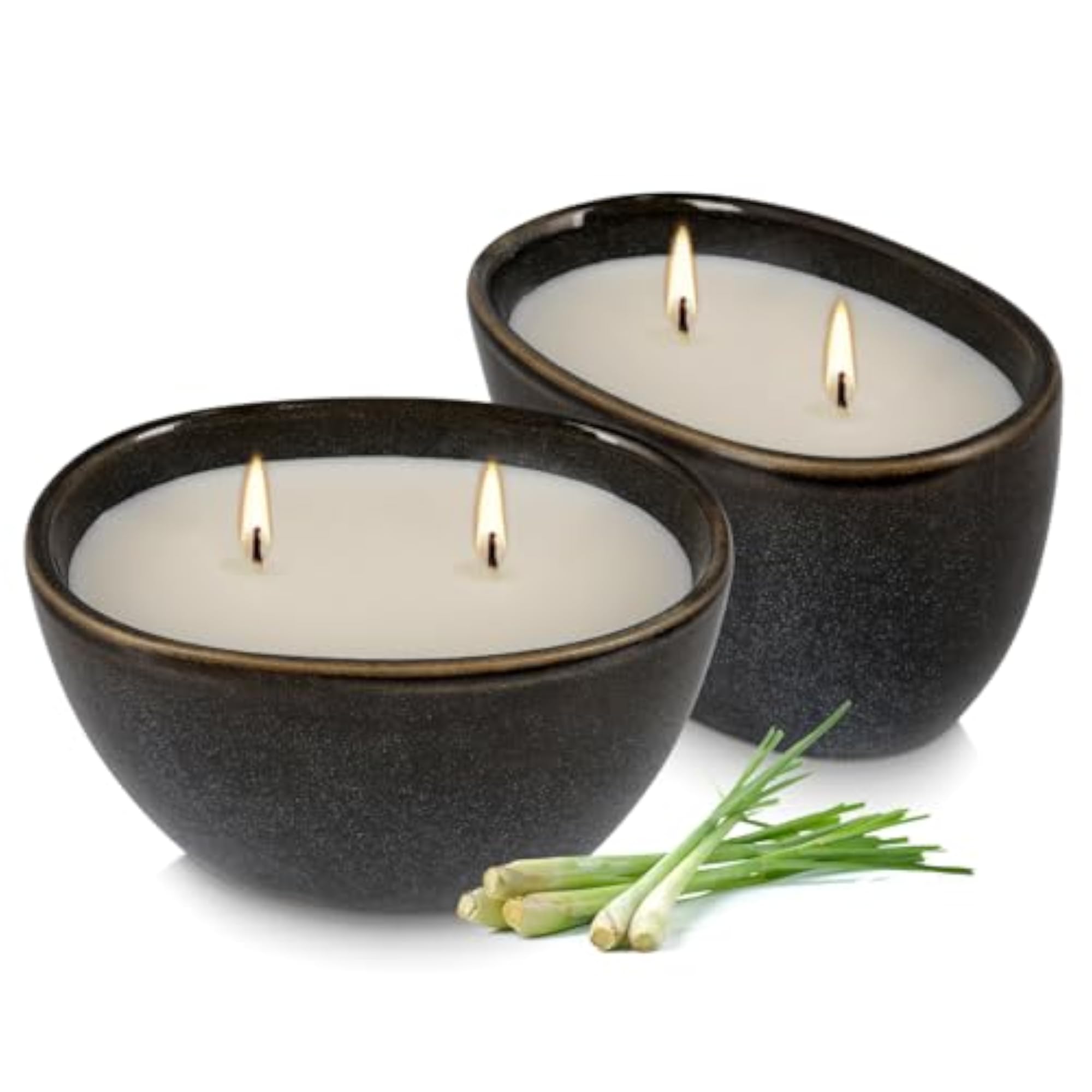 2-Pack Black Ceramic Citronella Scented Candles