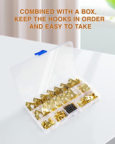 126 Pcs Picture Hangers, Heavy Duty Picture Hanging Kit with Nails, MoHern Wall Hangers with Nails on Wooden/Drywall for Pictures, Mirror, Canvas, Clock, House Decoration, Holds 10-100 lbs