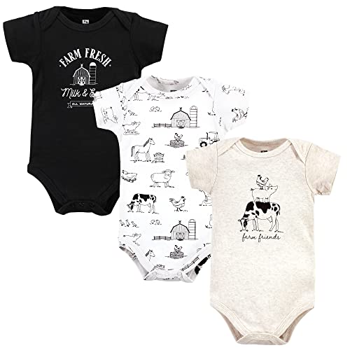 Image of Hudson Baby Girls Bodysuits Unisex Cotton Farm Friends, 3-6 Months, Farm Friends, 3-6 Months US