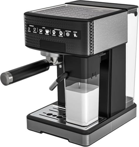 Compact Coffee Machine - 20 Bar Pressure, 1400W 15s Fast Heat & Milk Frother | Makes Espresso, Latte & Cappuccino | Energy-Saving & Auto Clean (1.5L Tank, 304 Stainless Steel) – Perfect for Beginners