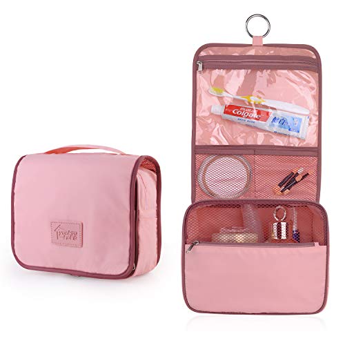 Yookeehome Hanging Toiletry Bag for Women Ring Hanging Hook Multifunction Cosmetic Bag Large Capacity Portable Travel Makeup Pouch Waterproof Various Compartments (Pink) Practical Gift Idea