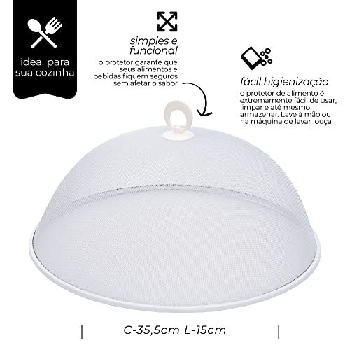 Mimo Style Protetor de Alimentos, Cor Branca, Material Malha de Metal, Reutilizável, Perfeito Para U