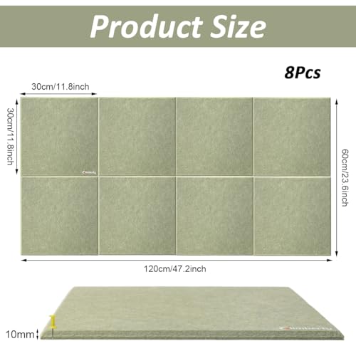 Image of Climberty 8 Pcs Felt Bulletin Board Tiles 30x30cm Self Adhesive Soft Boards for Wall, Soundproof Blanket Pin Board with 50 Pushpins for Notes Photos Decor (Teal Green)