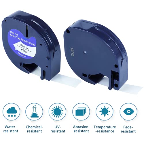 Bigger 6 Pack Compatible Label Tapes Replacement For Dymo Lt100H Lt100T Qx50 Letratag Refills Plastic Label Tape 16952 91331 91332 91333 91334 91335 (1/2" X 13'), 12Mm X 4M #TOP2