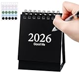 小型卓上カレンダー - 2026年1月から2027年7月まで 卓上スケジューラー、月間計画参照ツール、滑らかな書き込み表面シート、安定した直立ディスプレイ構造 |職場のオフィスのキュービクル