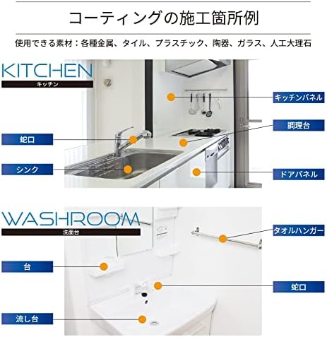 水回りコーティング スプレー 撥水 防汚 防錆 シンク 浴室 キッチン なめらか仕上げ