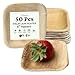 Dtocs Palm Leaf Plates 4" Square (50) - Single Serve Small Bamboo Plates Disposable Look | Cocktail, Canape Mini Appetizer Plate | Alternate to Plastic, Wooden Paper Plate 1