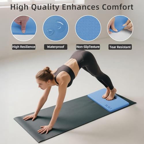 ILILI Yoga Knee Pad Foldable, TPE Soft Cushion 1inch for Knee Push-ups, Plank Support Pad, Elbow/Knee Support Folding Pad, Portable and Lightweight for Yoga Pilates, Fitness Exercise, Outdoor (Sky Blue) by ilili - Used condition - Image 5