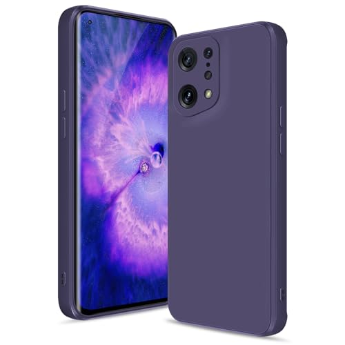 Btstring Case for Oppo Find X5 Soft Silicone Case with Upgraded Camera Protection Shockproof Slim Case Cover with Anti-Scratch Microfiber Lining Deep Purple