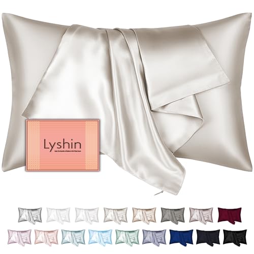 Silk Pillow Cases Queen Size with Hidden Zipper, Mulberry Silk Pillowcase for Hair and Skin, Smooth and Soft Breathable Cooling Silk Satin Pillow Covers for Sleeping, Gifts for Women, Beige