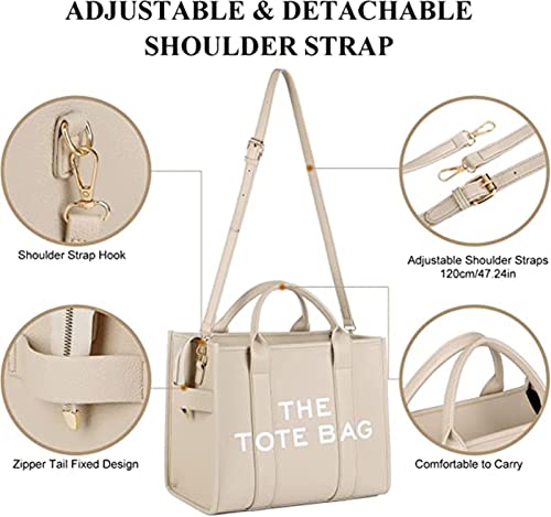 The Tote Bags for Women Large PU Leather Tote Bag Trendy Travel Tote Bag Handbag Top-Handle Shoulder Bags - Image 4