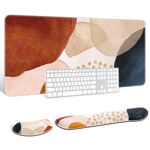 Ensemble de tapis de souris XXL et repose-poignet pour clavier, coussin ergonomique mousse mémoire forme, 90,2 x 40 cm, bureau, jeux, pierre abstraite